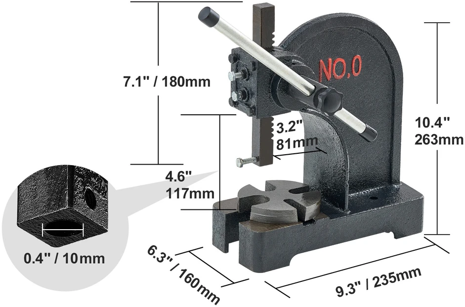 VEVOR Staklės spaudui formuoti, 0,5 tonos, 11,7 cm