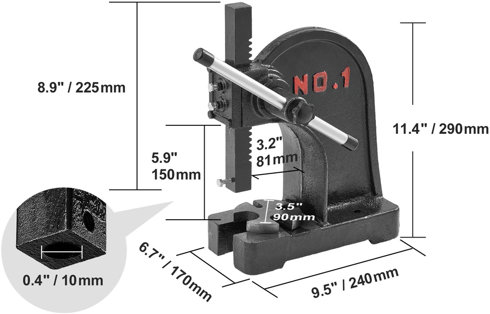 VEVOR Mechaninis presas 1 tonos spaudimui