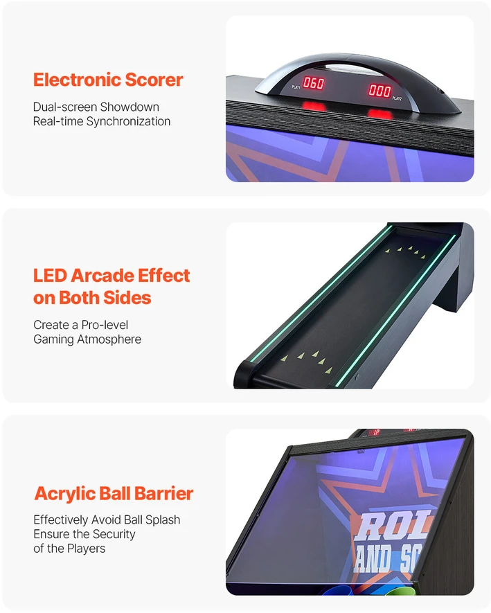 VEVOR 9' ridenimo ir taškų žaidimų stalo aparatas su LED