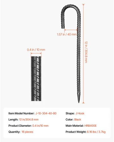 VEVOR 30 cm gelžbetonio kuolai 16 vnt.