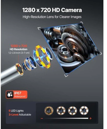 Artikuliuojantis endoskopas VEVOR SX4, 3,9 mm itin plonas objektyvas