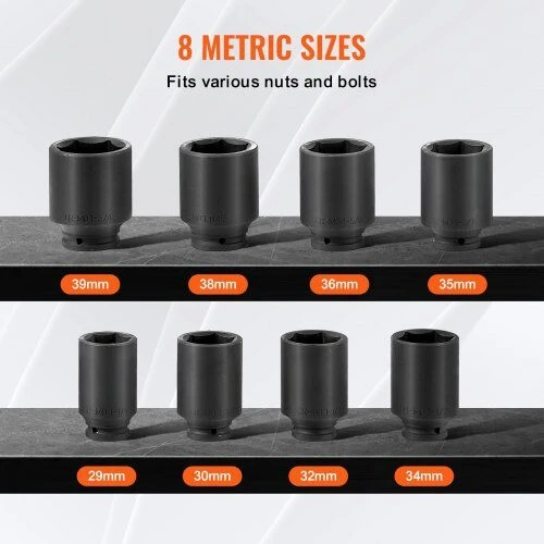 VEVOR Ašies stebulės galvučių rinkinys 1/2" 8 vnt