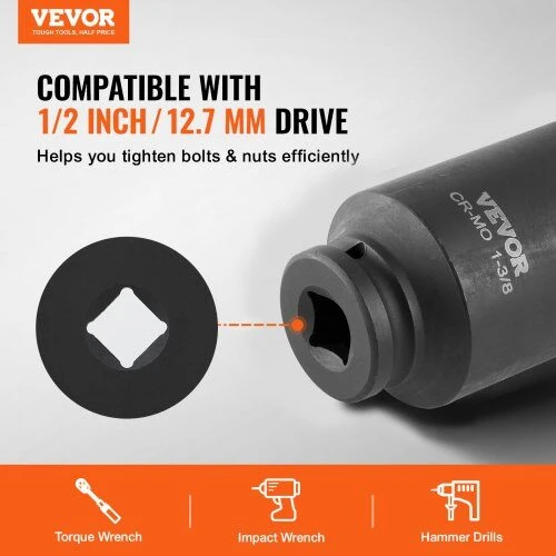 VEVOR Ašies stebulės galvučių rinkinys 1/2" 8 vnt