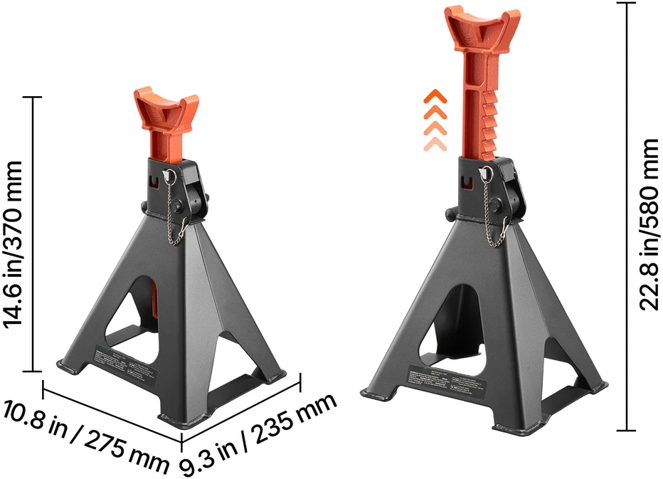 VEVOR Automobilio kėlikliai, 6 tonų apkrova, 370-580 mm aukštis