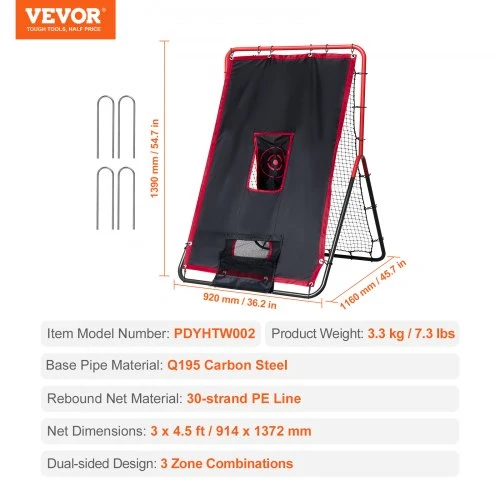 VEVOR Beisbolo ir softbolo atmušimo tinklas 91x137 cm