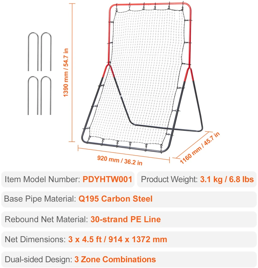 VEVOR Beisbolo ir softbolo atšokimo tinklas 91x137 cm