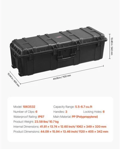 VEVOR 5,5 cu.ft atsparus oro sąlygoms dėklas su 3 rankenomis