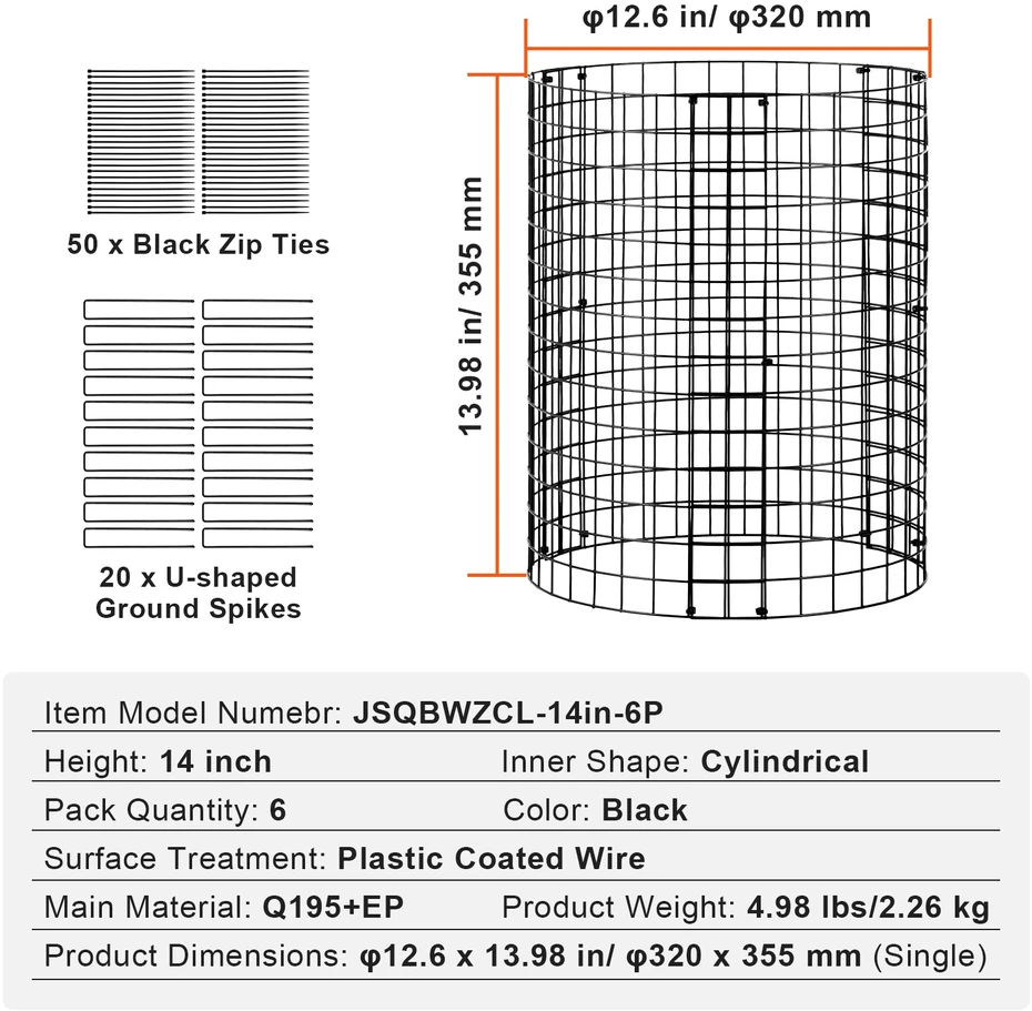VEVOR 6 dalių augalų apsauga nuo gyvūnų