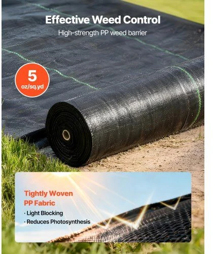 VEVOR Piktžolių barjeras 1.8x76.2m 141.7g juodas