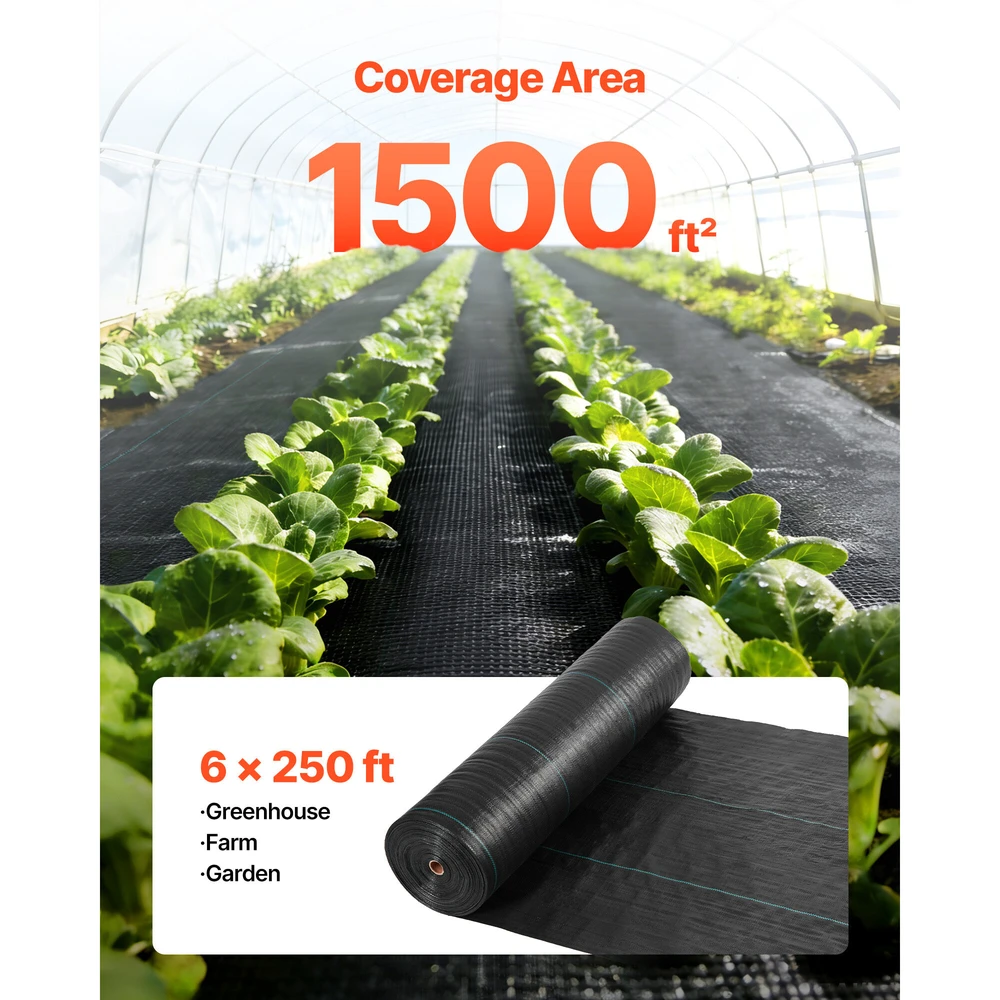 VEVOR Piktžolių barjeras 1.8x76.2m 141.7g juodas