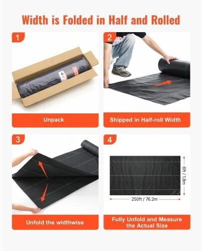VEVOR Piktžolių barjeras 1.8x76.2m 141.7g juodas
