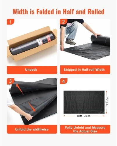 VEVOR Sodo geotekstilė nuo piktžolių 4x35.1m juoda