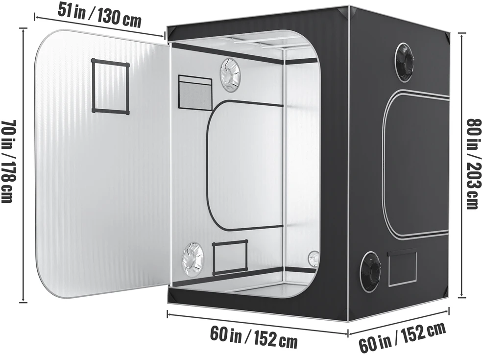 VEVOR 5x5 auginimo palapinė su stebėjimo langu