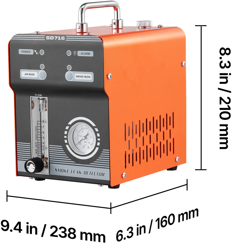 Vevor Automobilinis dūmų mašina nuotėkio detektorius 23.8x16x21 cm Juoda Oranžinė Plienas