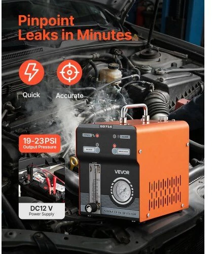 Vevor Automobilinis dūmų mašina nuotėkio detektorius 23.8x16x21 cm Juoda Oranžinė Plienas