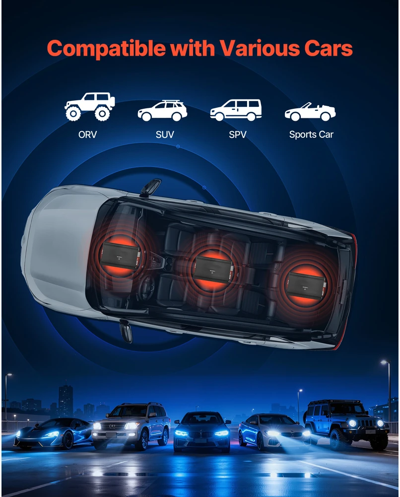 VEVOR Automobilinis 4 kanalų stiprintuvas 1000W