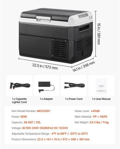 VEVOR 12 V automobilinis šaldytuvas, 25 L