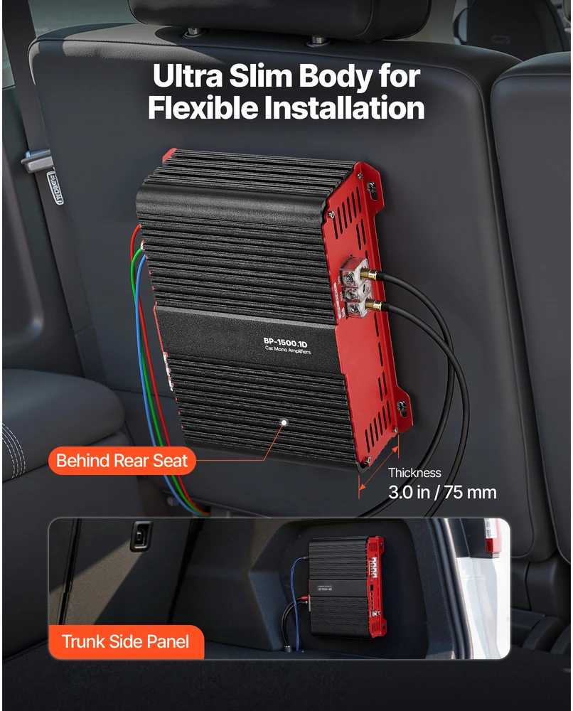 VEVOR Automobilinis mono stiprintuvas 1500W su nuotoliniu valdymu