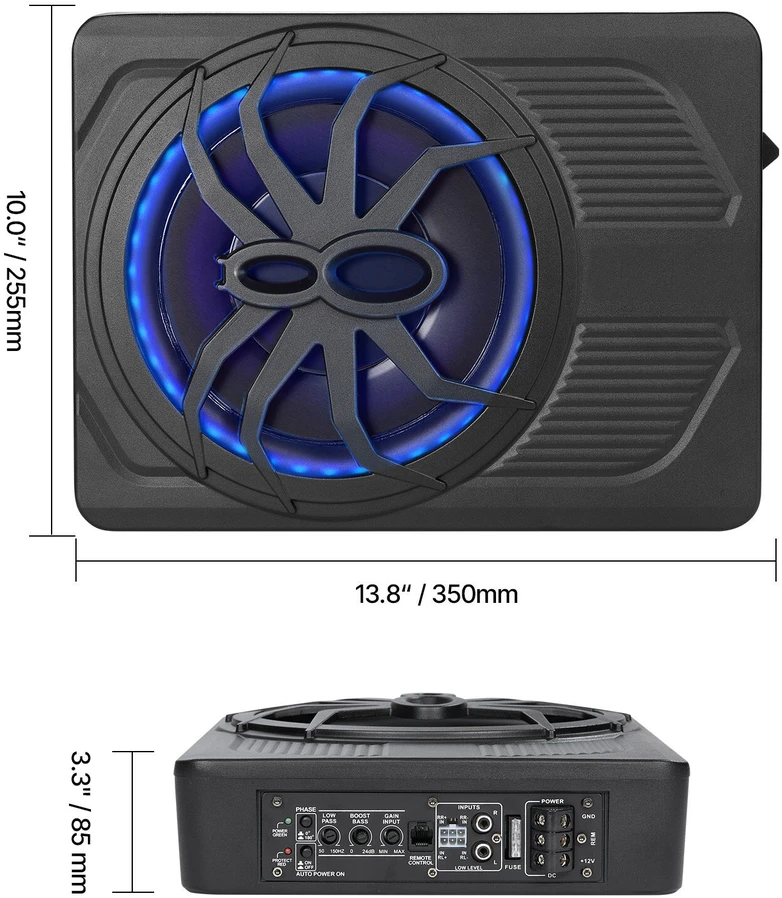 VEVOR 10 colių 440W po sėdyne sumontuotas automobilio žemų dažnių garsiakalbis
