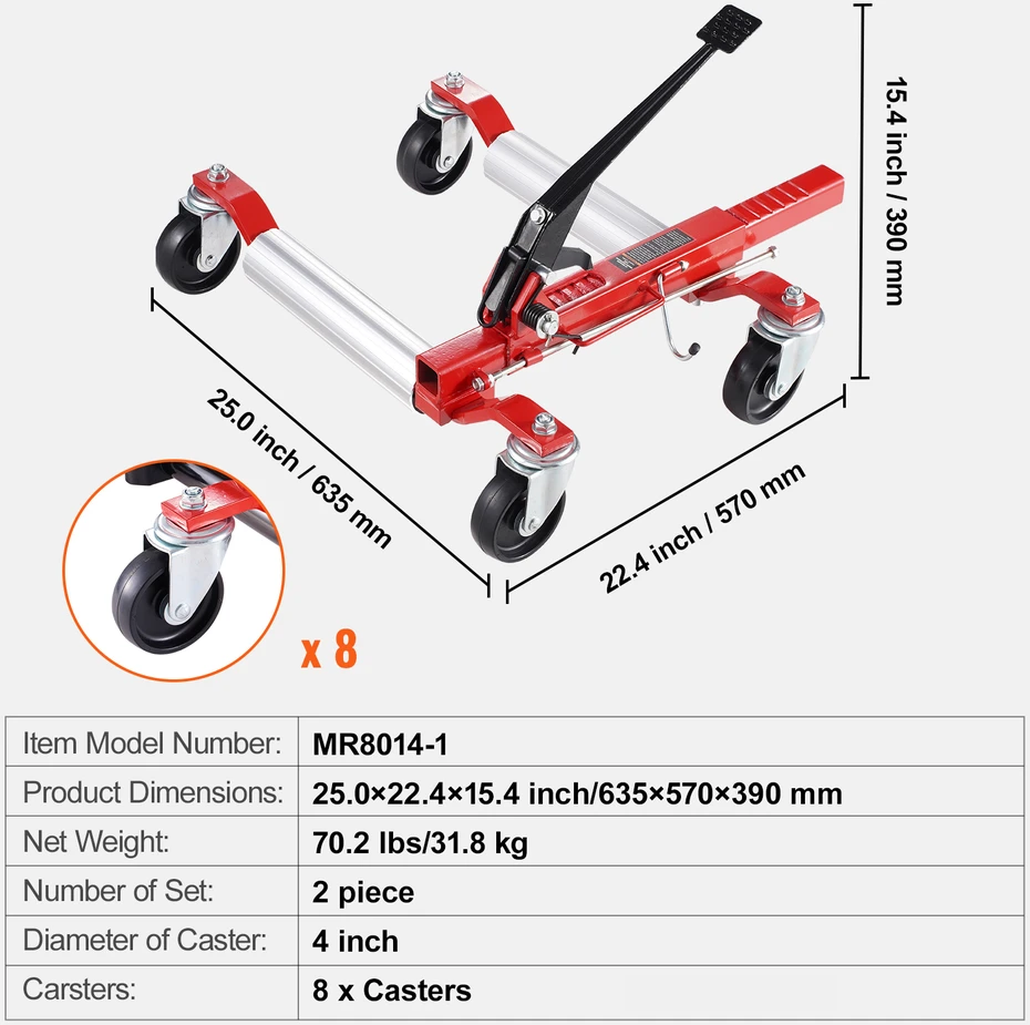 VEVOR Transportavimo vežimėliai ratams 1500 kg 2 vnt.