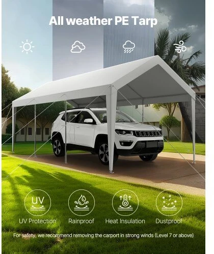 VEVOR Automobilio pastogė 3 x 6 m balta