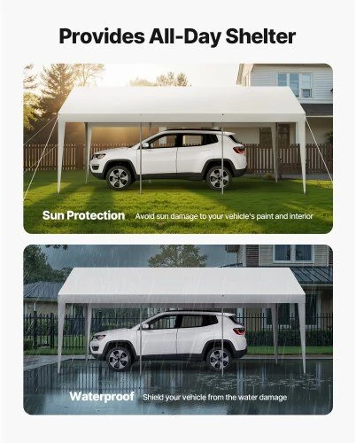 VEVOR Automobilio pastogė 3 x 6 m balta