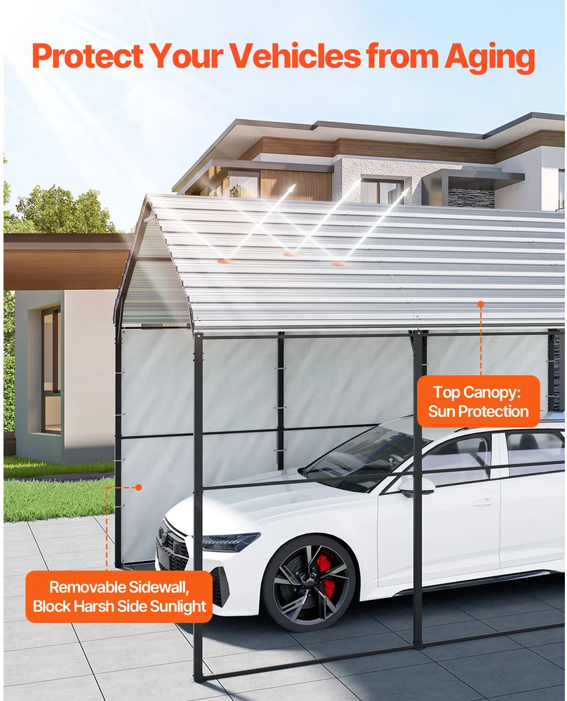 VEVOR 9,84 x 14,76 m metalinis automobilių stogelis valtims