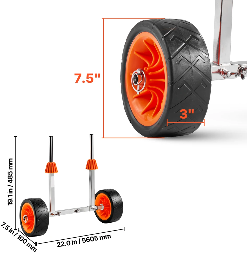 VEVOR Baidarės vežimėlis su 113.4kg apkrova
