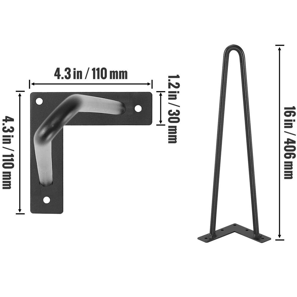 VEVOR 406 mm plono profilio metalinės baldų kojelės