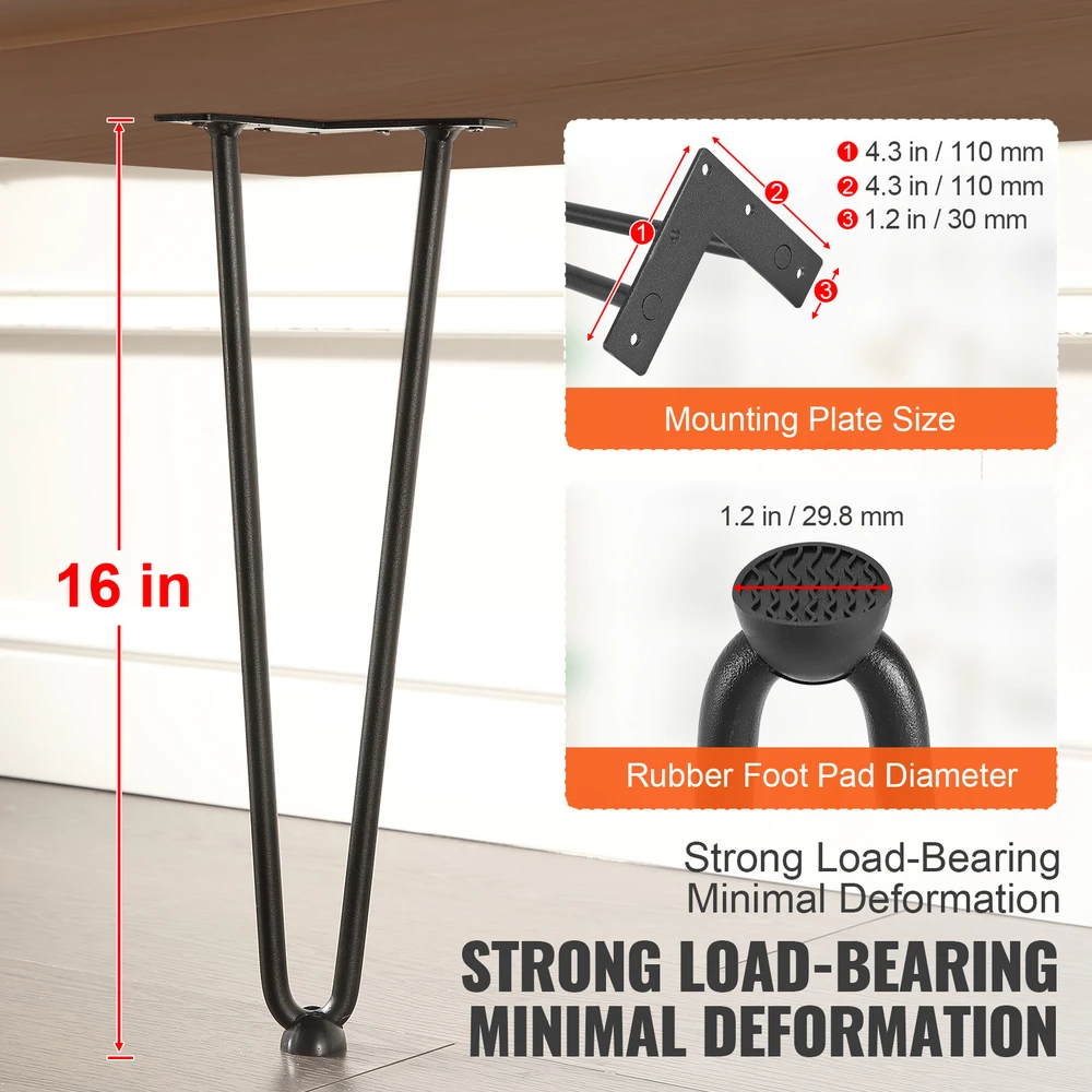 VEVOR 406 mm plono profilio metalinės baldų kojelės