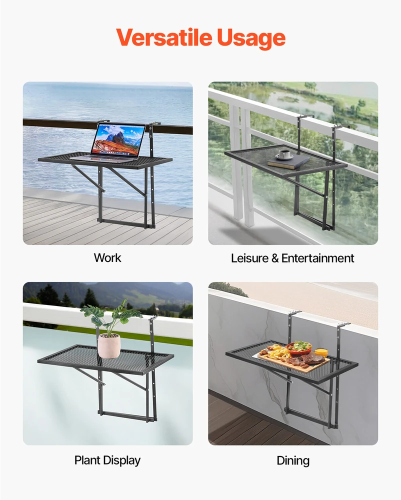 VEVOR Kabantysis balkono stalas metalinis 19 x 24 cm