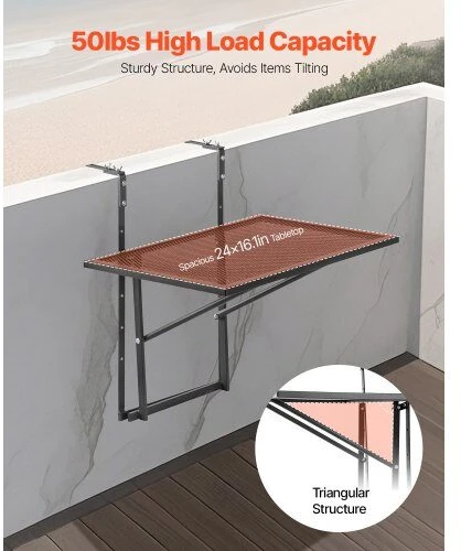 VEVOR Kabantysis balkono stalas metalinis 19 x 24 cm