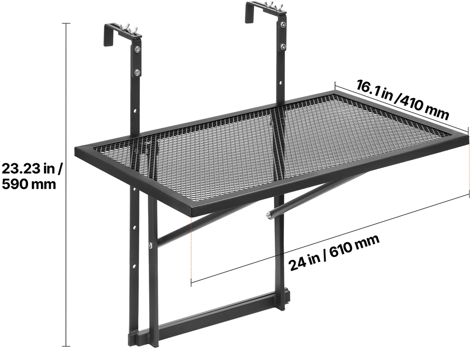 VEVOR Kabantysis balkono stalas metalinis 19 x 24 cm