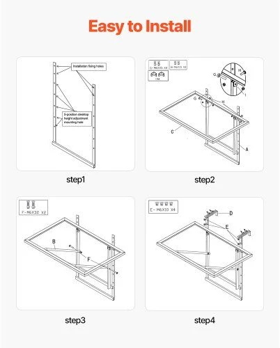 VEVOR Kabantysis balkono stalas metalinis 19 x 24 cm