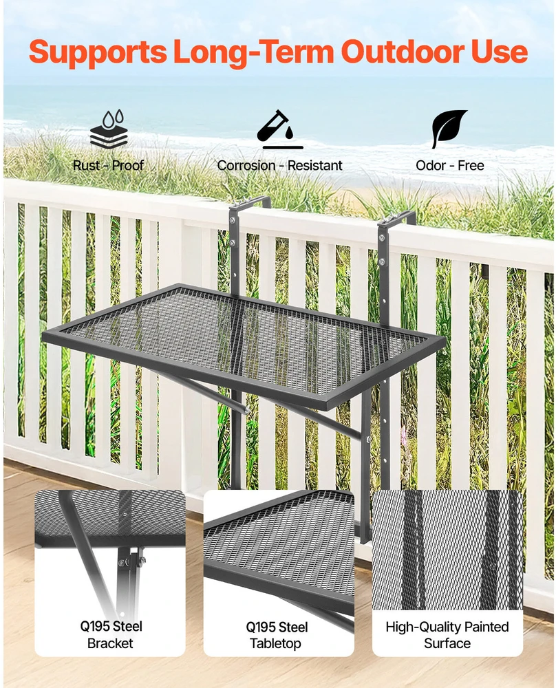 VEVOR Kabantysis balkono stalas metalinis 19 x 24 cm