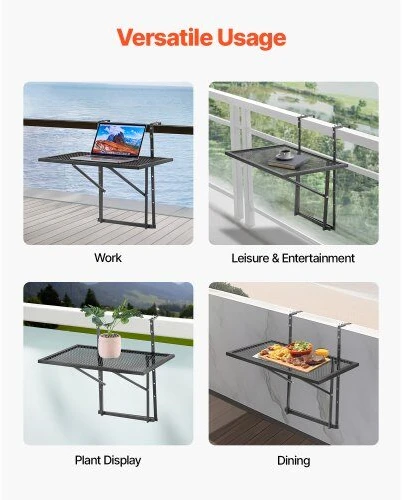 VEVOR Kabantysis balkono stalas metalinis 19 x 24 cm