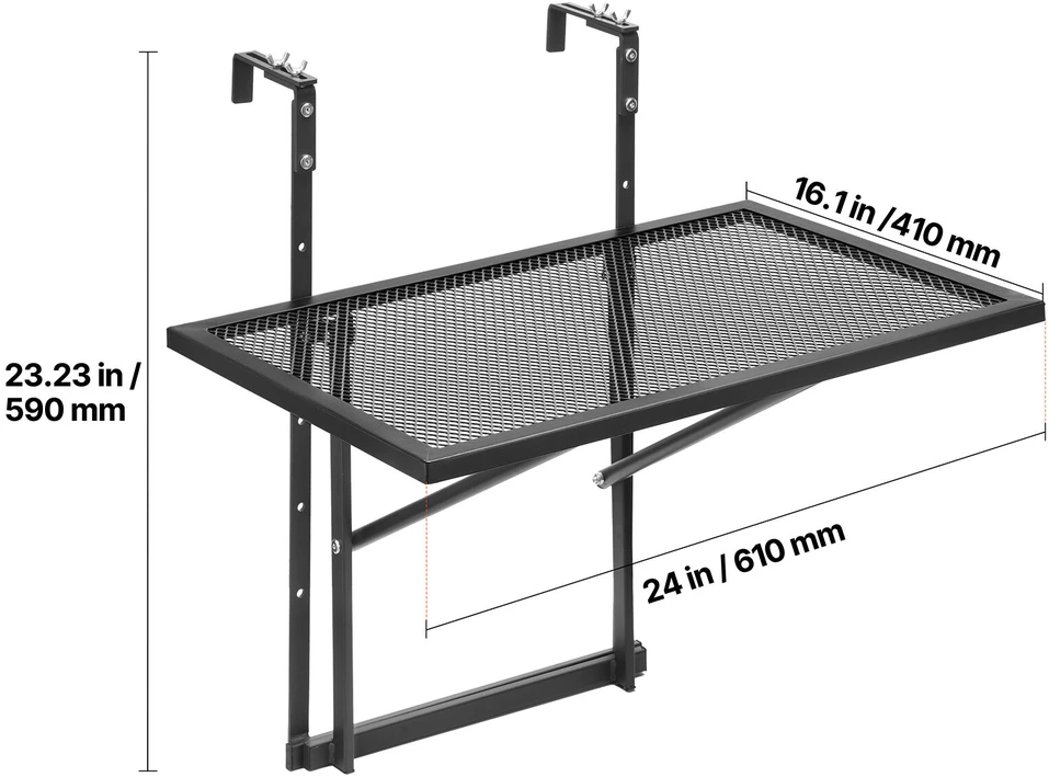 VEVOR Kabantysis balkono stalas metalinis 19 x 24 cm
