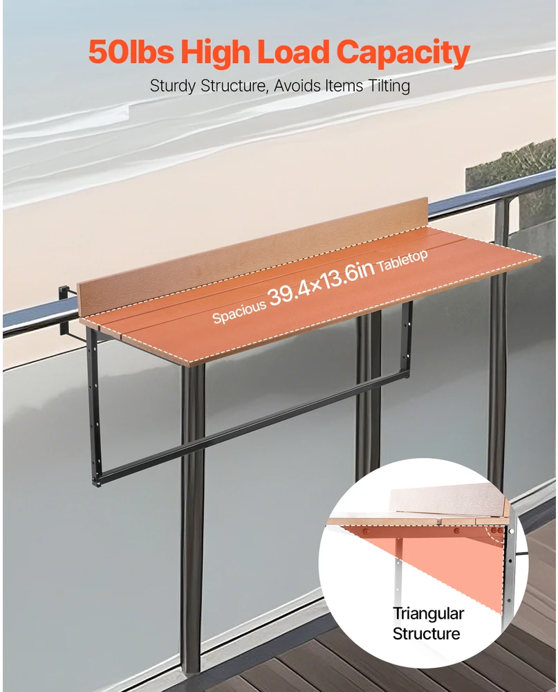 VEVOR Balkono kabantis stalas 100 x 34 cm