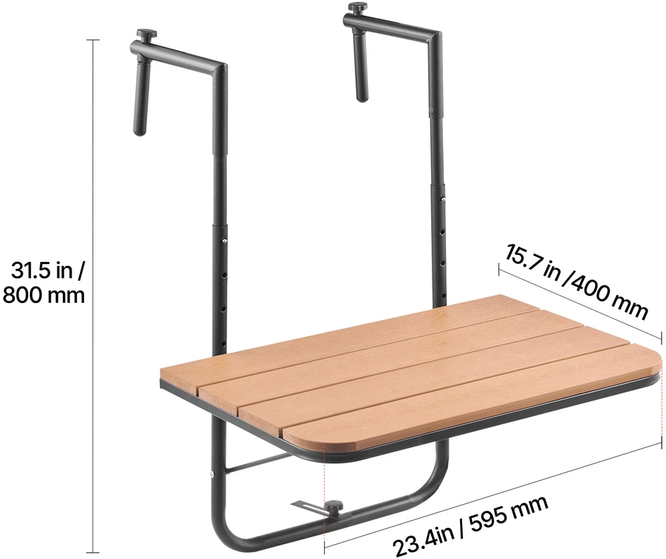 VEVOR balkono pakabinamas stalas 60 x 61 cm