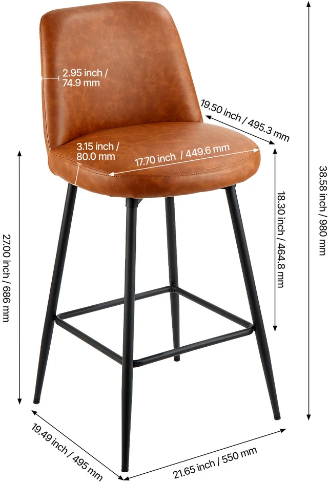 VEVOR Baro taburetės, 3 vnt., sukinėjamos, 69 cm aukštis