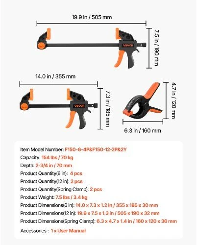 Spaustuvų rinkinys VEVOR F150-6-4P&F150-12-2P&2Y, 8 vnt.