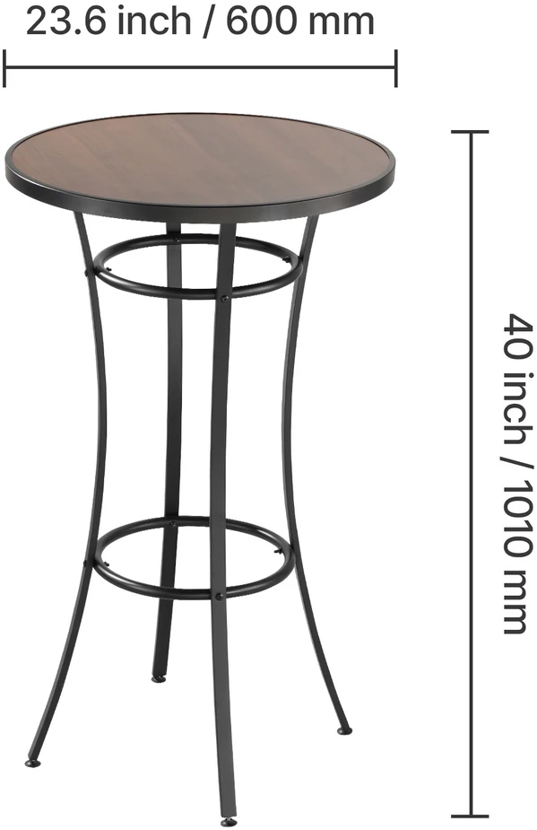 VEVOR lauko apvalus baro stalas, 60 cm aukščio