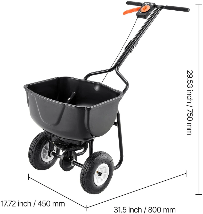 VEVOR Rankinis skleidėjas su tinkleliu, 27,2kg talpa