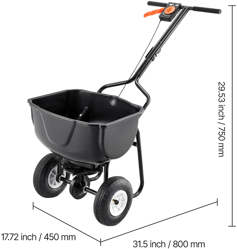 VEVOR Rankinis skleidėjas su tinkleliu, 27,2kg talpa