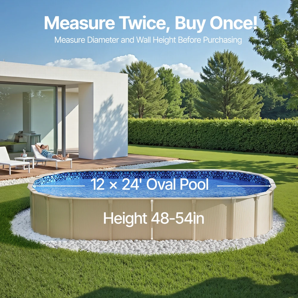 VEVOR Ovalaus baseino danga 12x24ft su perdangomis