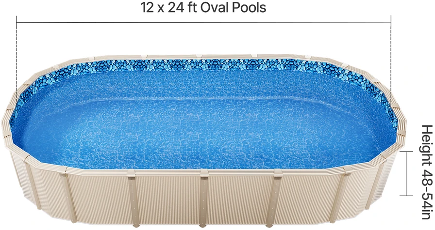 VEVOR Ovalaus baseino danga 12x24ft su perdangomis