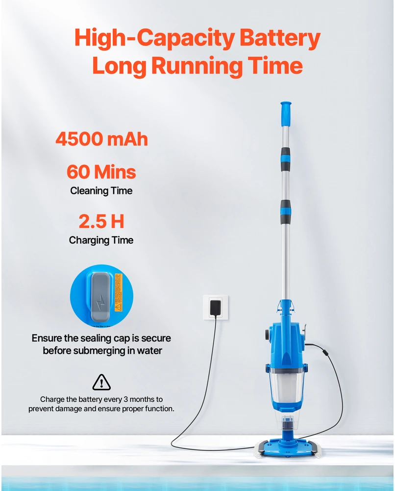 VEVOR Baseino dulkių siurblys 100 L/min, įkraunamas