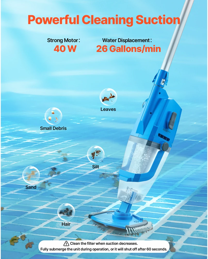VEVOR Baseino dulkių siurblys 100 L/min, įkraunamas