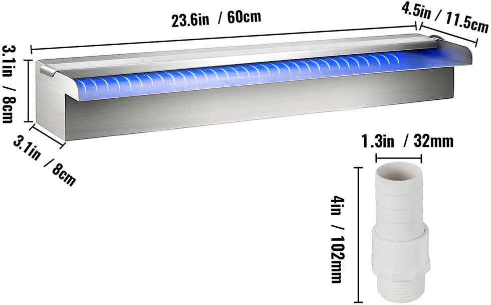 VEVOR vandens fontanas baseinui su led apšvietimu