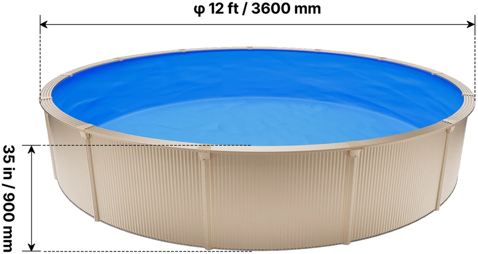 VEVOR 365,7 cm apvalus baseino įklotas 90 cm aukščiui